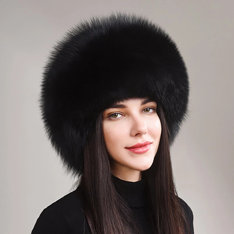 2024 Style Winter Russian 100% Natural Real Fox Fur Hat Women Quality Real Fox Fur Bomber Hats Real Genuine Fox Fur Caps 240910