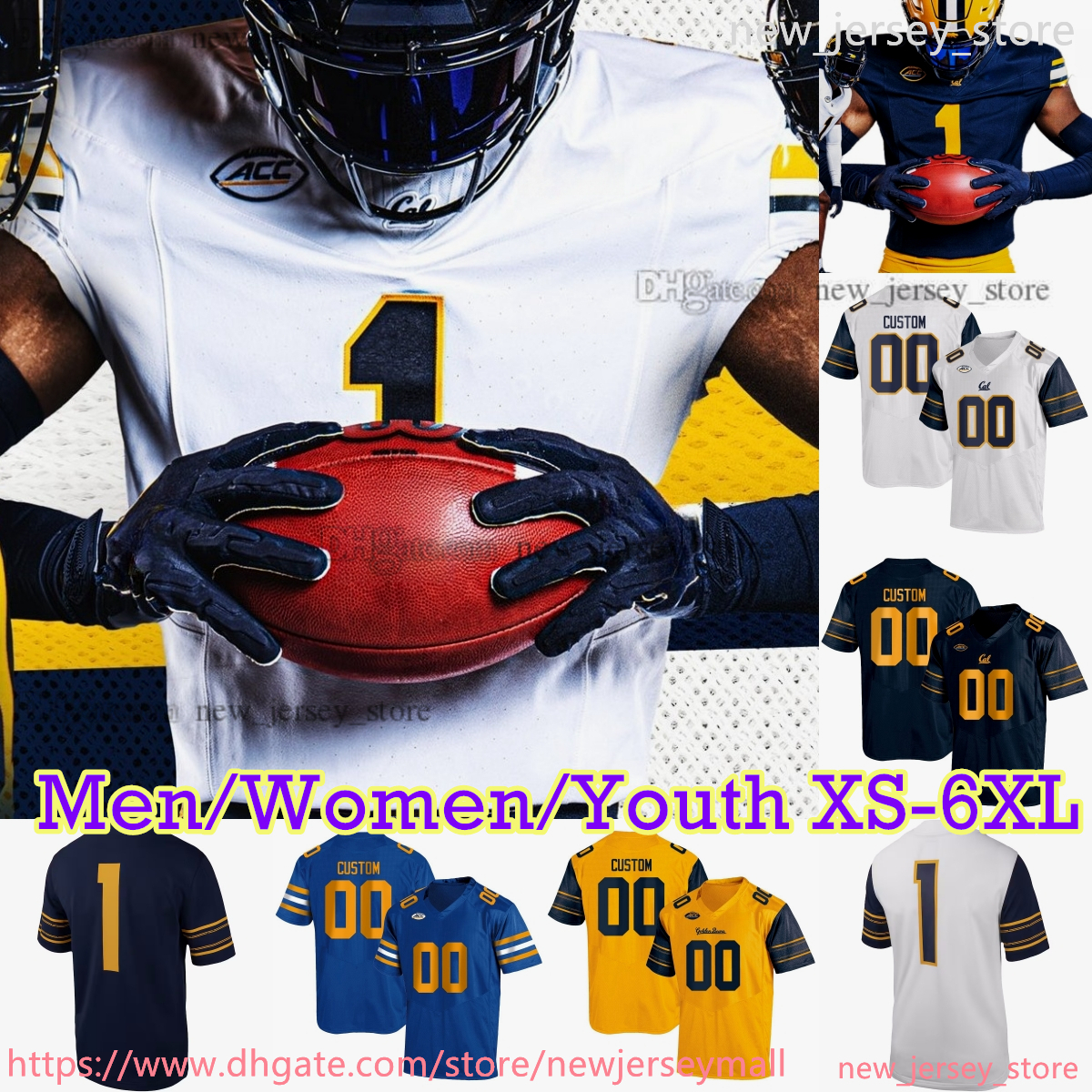 2024 Custom S-6XL California Golden Bears College Football Jersey 15 Fernando Mendoza Jaivian Thomas Nyziah Hunter Teddye Buchanan Chandler Rogers Jaydn Ott Brady
