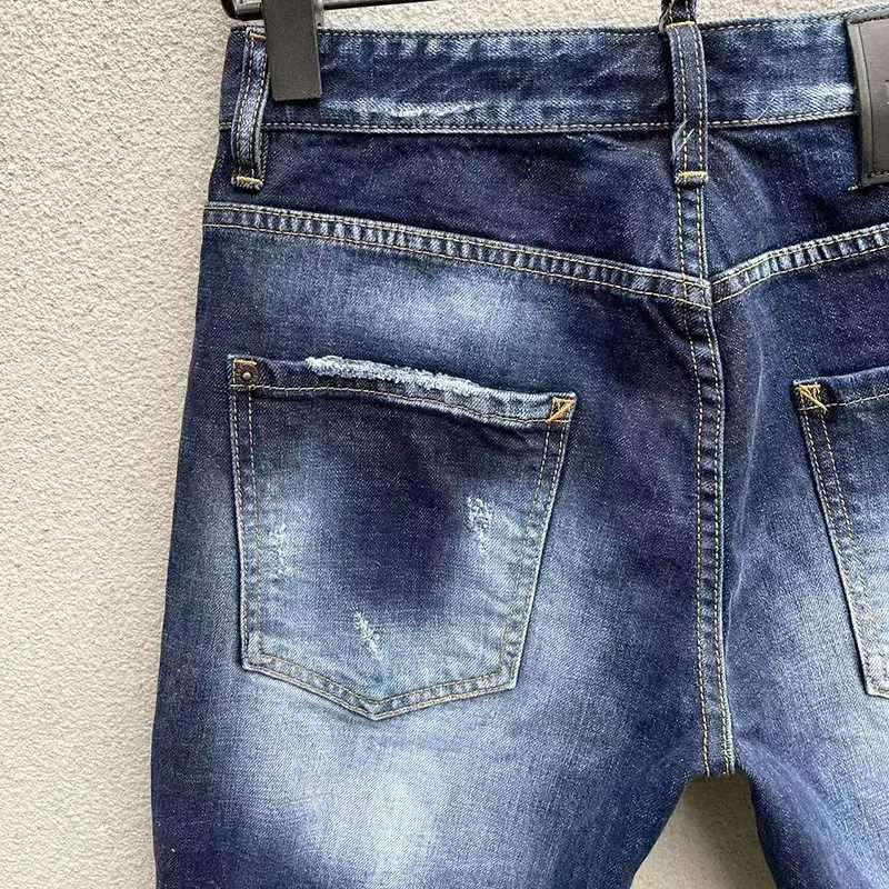 2024 Summer New Mens Stretch Tight Jeans Luxury Brand Blue Denim Trouser High Quality Street Slimming Denim Shorts Mens Jeans W240912