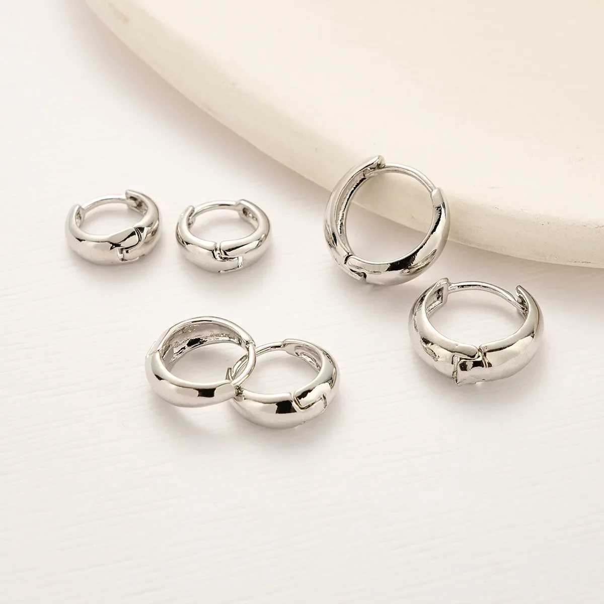 6Pcs Trendy Stainless Steel Minimalist Hoop Earrings for Women Crystal Zirconia Huggie Circle Punk Earring Piercing Jewelry GiftX240912
