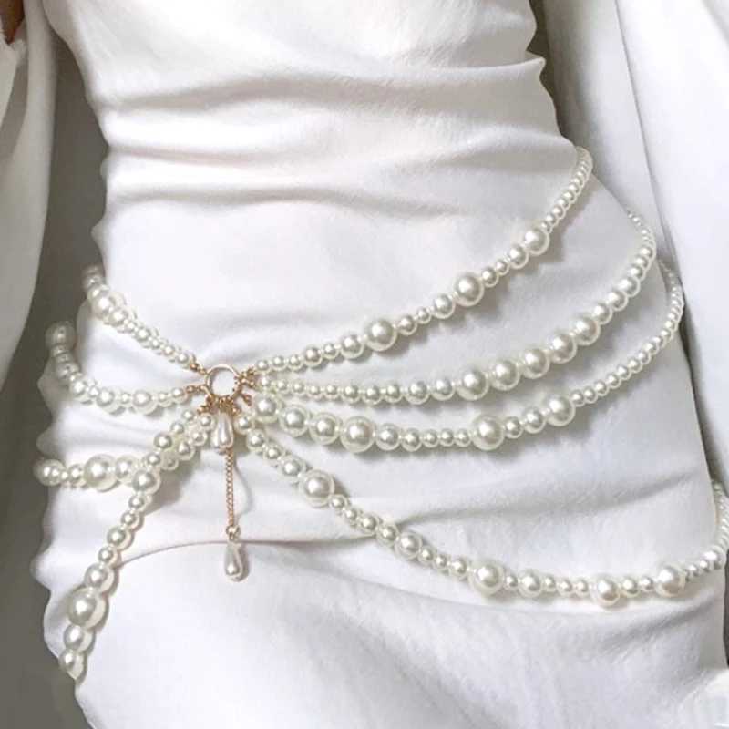 Y2K Jewelry Mtilayer Pearl Waist Chain Used for Fashionable Retro Role Playing Body Accessories Sexy Party Accessories Gifts X250410