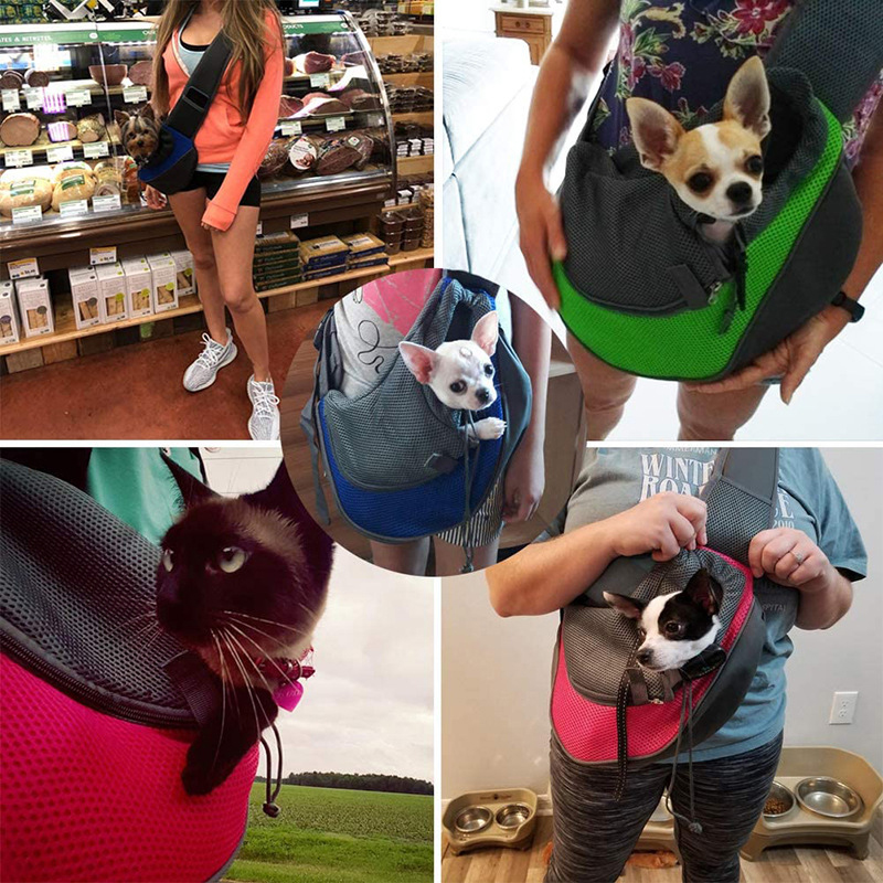 Reflective Breathable Mesh Pet Bag Portable Cat Puppy Crossbody Shoulder Bag Travel Safe and Comfortable for Outgoing Pets