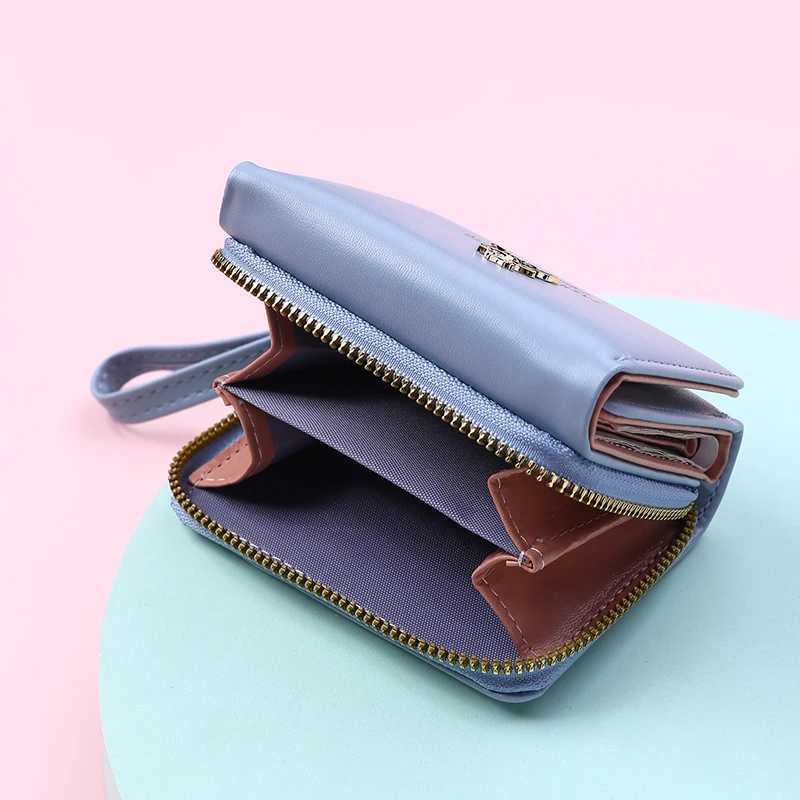 womens small wallet womens card clip short wallet with coin wallet womens PU leather mini clutch Z250411