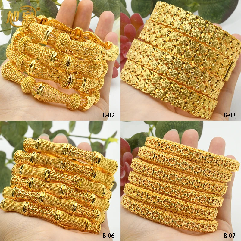 Xuhuang African Gold Color Bangles for Women India Middle East Nigeria Wedding y Plated Jewelry Brazil Bracelet 240912