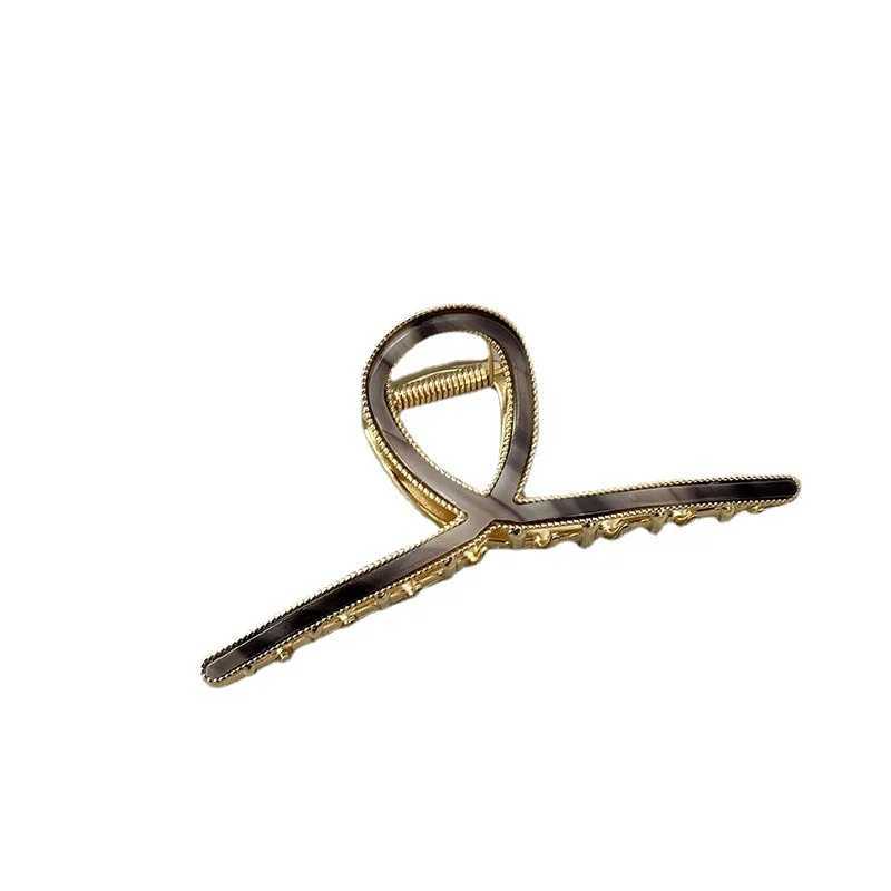 New Woman Large Multicolor Acetate Patch Metal Hair Claws Girls Shark Clip Hair Clips Washing Face Hairpins Headwear OrnamentsX240912