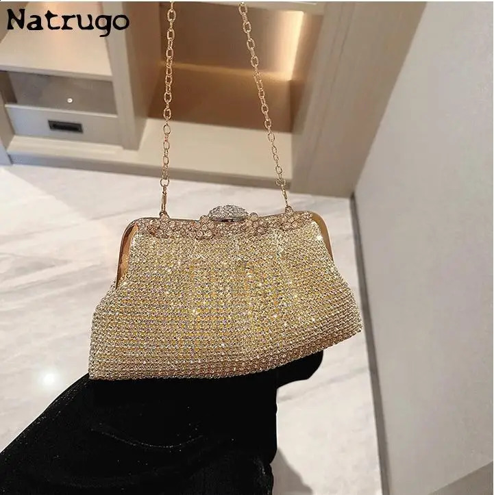 Womens elegant party y rhinestone clutch bag wedding wallet dance handbag womens shoulder cross body 240910