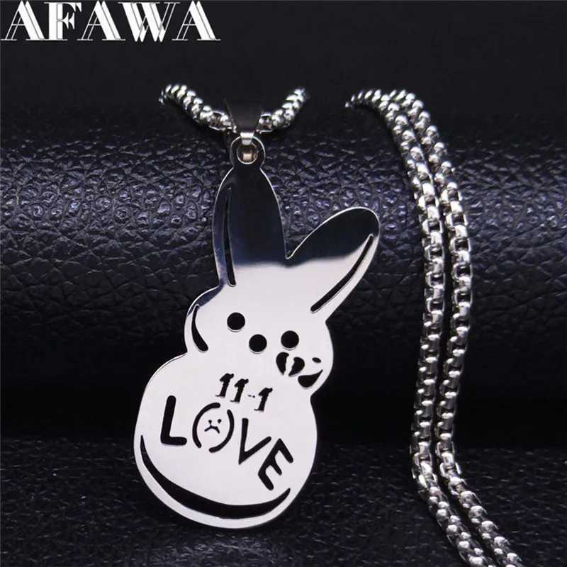 Kpop Lil Peep Rabbit Sad Love Couple Pendant Necklace Mens Stainless Steel Music Chain Jewelry Necklace Fans N4209 W240911