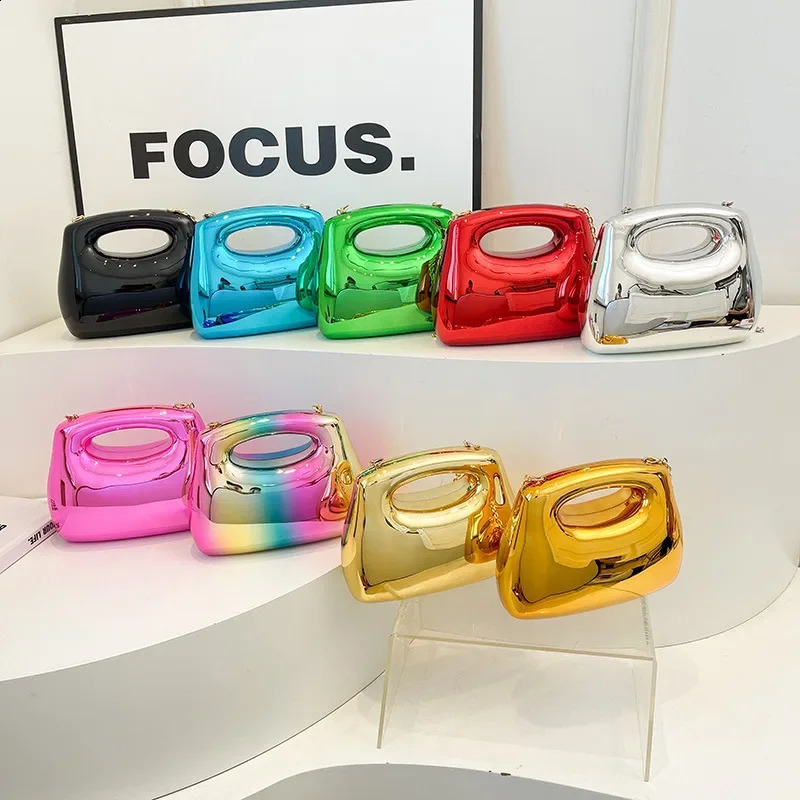 Golden acrylic womens homeless bag y ner transparent beach handbag dinner party wedding circular top handle evening clutch wallet 240910