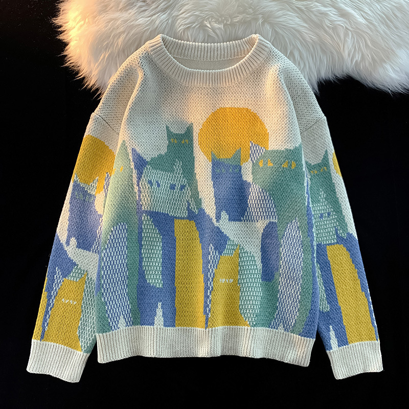 Men Sweaters 2024 Spring and Autumn New China-Chic Sweaters Mens Fashion Knitted with Couples Top Mens crew neck sweater