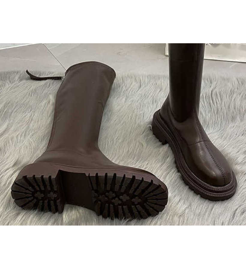 Milk Tea Colored Martin Boots Soft Leather Long Boots Thick Soled Fashion Boots Womens New Style With Small Knees Short Boots Look Thin 240826