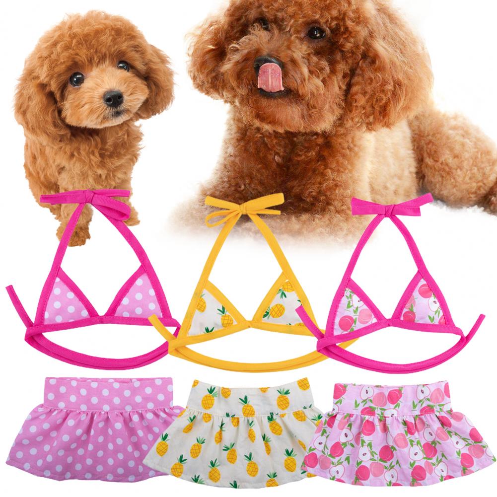 1 Set Pet Swimsuit Pretty Summer-Themed Dog Bikini Small Dogs Bathing Suits Breathable Dog Bikini