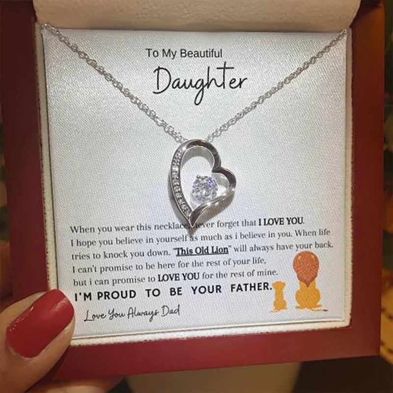 To My Daughter Gift Love You Heart Pendant Necklace Fashion Jewelry Women Girl Gifts Birthday Silver Gold Color Necklaces 240910