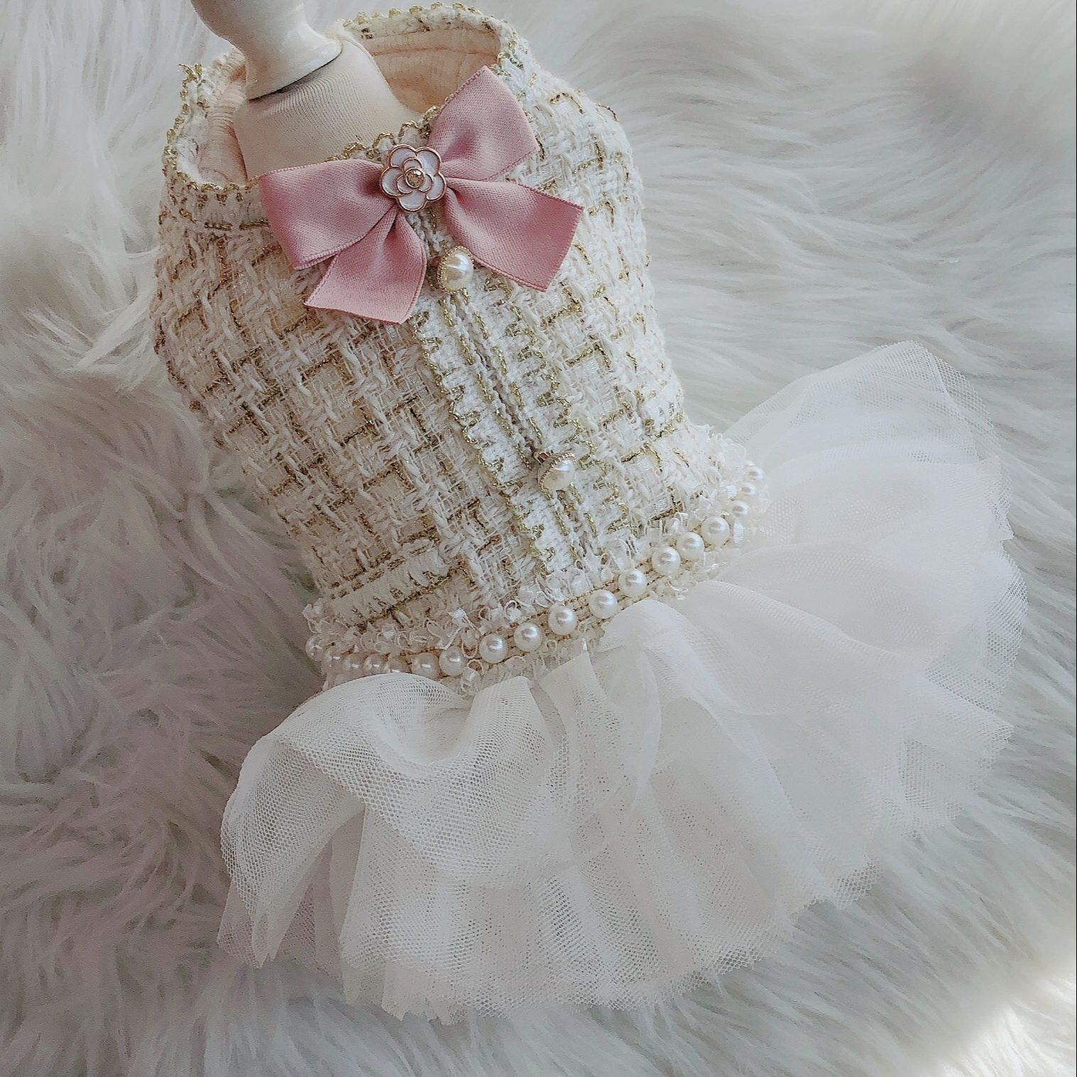 Princess Plaid & Lace Pet Dress For Dogs and Cats dh910320090