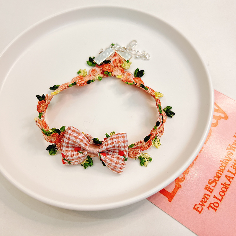 Adjustable Cat Collar,Handmade Flower Bow Puppy Dog Collar Neck Cute Cat Pet Necklace Collars Pet Accessories for Cats & Puppies