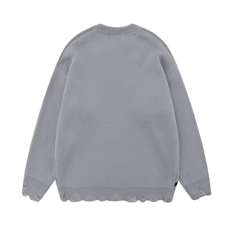 Halloween Men Sweaters Trendy Brand Dark Spider Jacquard Ragged Thread Clothes Mens Winter High Street Long Sleeve Knitted Sweater Casual Mens crew ne