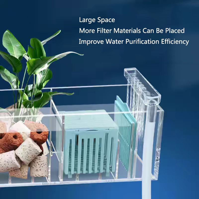 New Fish Tank Waterfall Filter Box Wall Mounted Built-in Silent Circulating Water Purifier For Aquarium Tank Box With Water Pump