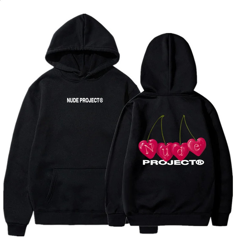 Fashion Hoodie Cherry Nude Project Printed n Roupas Masculinas Harajuku Neutral Pullover Hoodies Clothes 240910