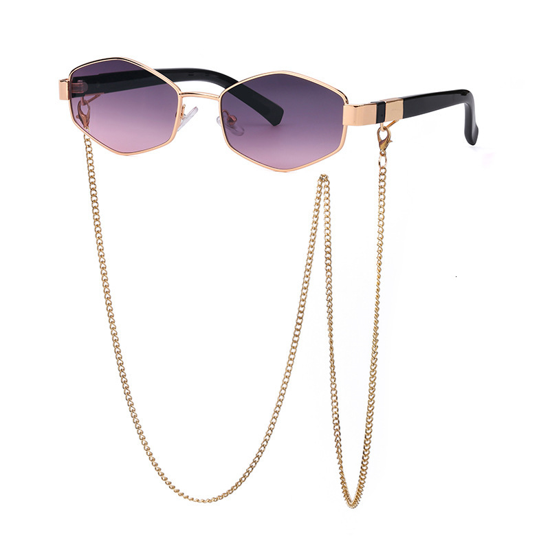 Fashion chain designer sunglasses women irregular frame sun glasses men Korean glasses