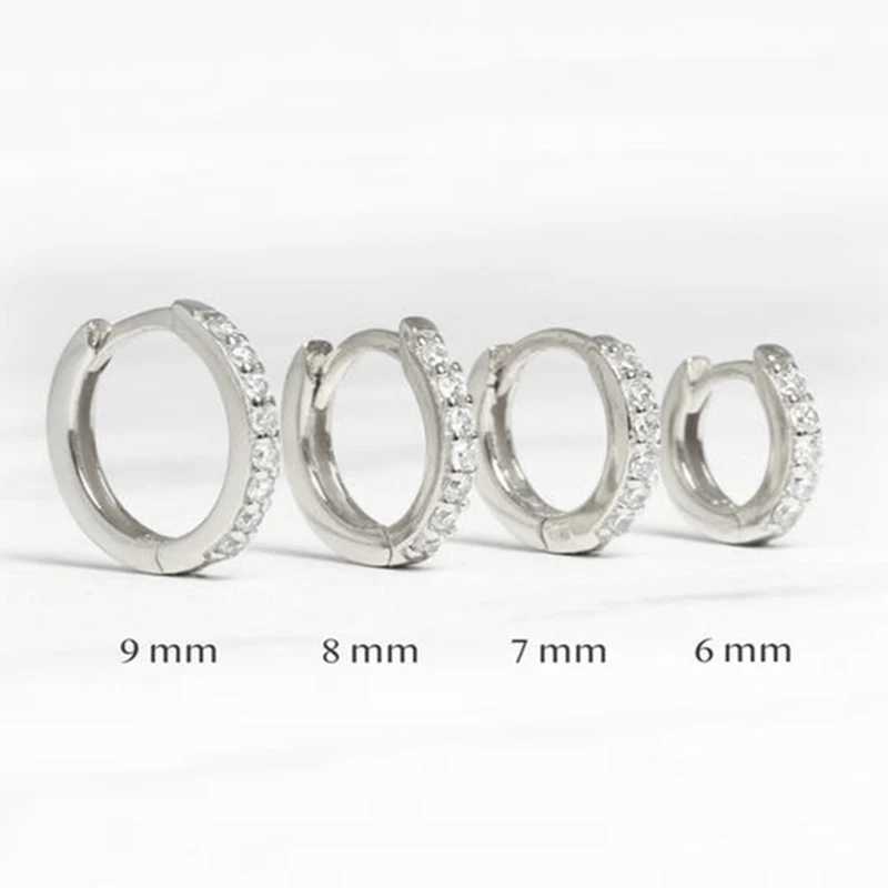Silver Color Simple Fashion Hoop Crystal Zirconia Small Huggie Thin Cartilage Earring for Women Ear Piercing Jewelry GiftX240912