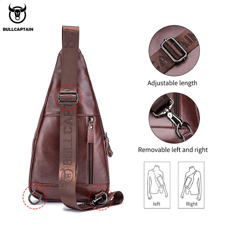 Bullcaptain Mens Genuine Leather Luggage Mens Multi functional Earphones Jack Luggage Casual Messenger Luggage Mens Luggage 240907
