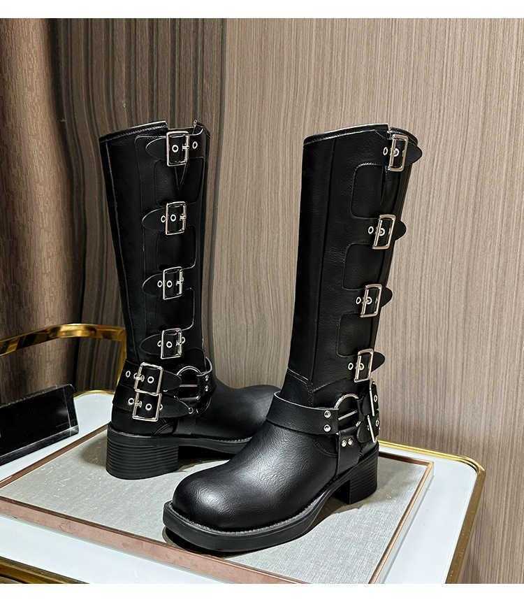 Fashion Style Martin Boots Painted Martin Boots Thick Belt Buckle And Trendy Motorcycle Rider Women Shoes 240826
