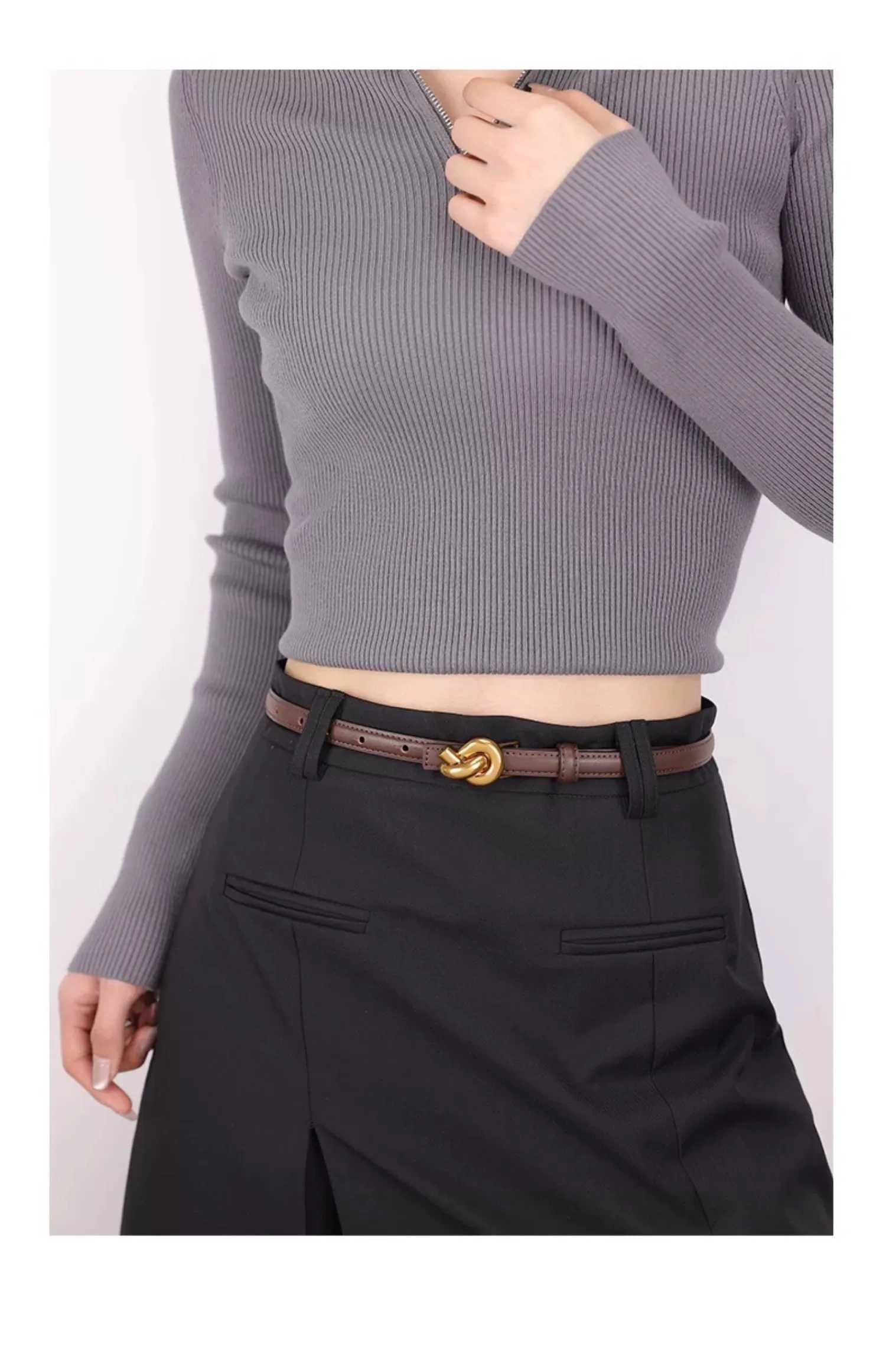 Genuine leather womens fashionable belt with buckle waist dress jeans gold buckle sweater luxurious design womens belt W240912