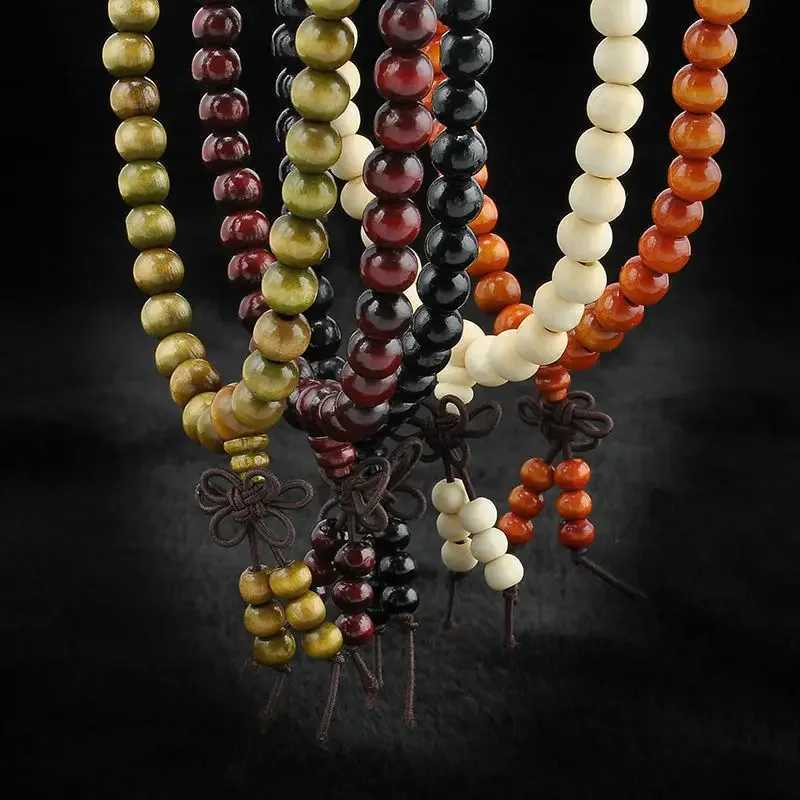 9 Styles 6mm Natural Sandalwood Buddhist Buddha Wood Prayer Beaded Knot black ebony Unisex Men Bracelets Bangles for WomenX240912