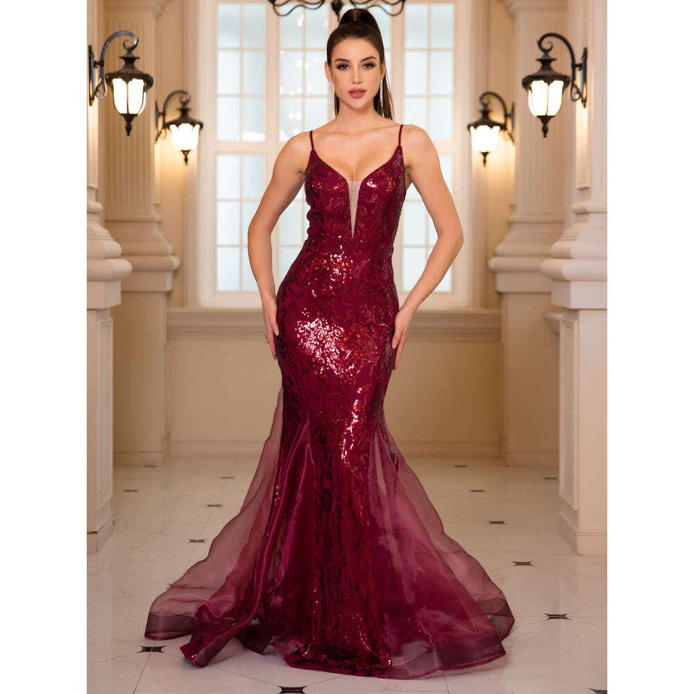 Sleeveless V Neck Sequined Mermaid White Party Dress Backless Or Length Evening Prom Gown