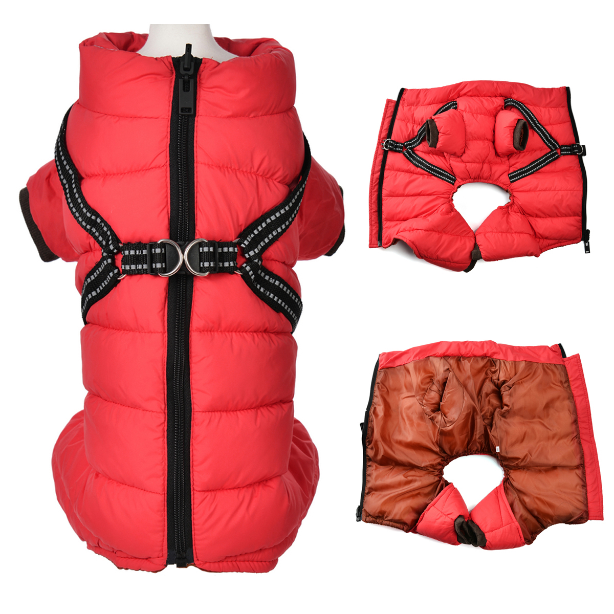 Dog Clothes Harness Winter Jacket Adjustable For Small Medium Dogs Cats Windproof Vest Waterproof Clothing Puppy Pet Jumpsuit