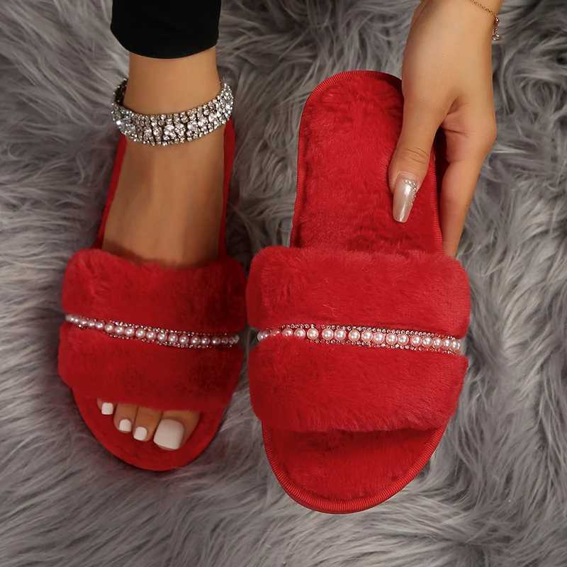 2023 Winter New Womens Slippers Non slip Casual Indoor Flat Shoes Womens Warm Shoes Solid Color Fi Womens SlippersXJ250311