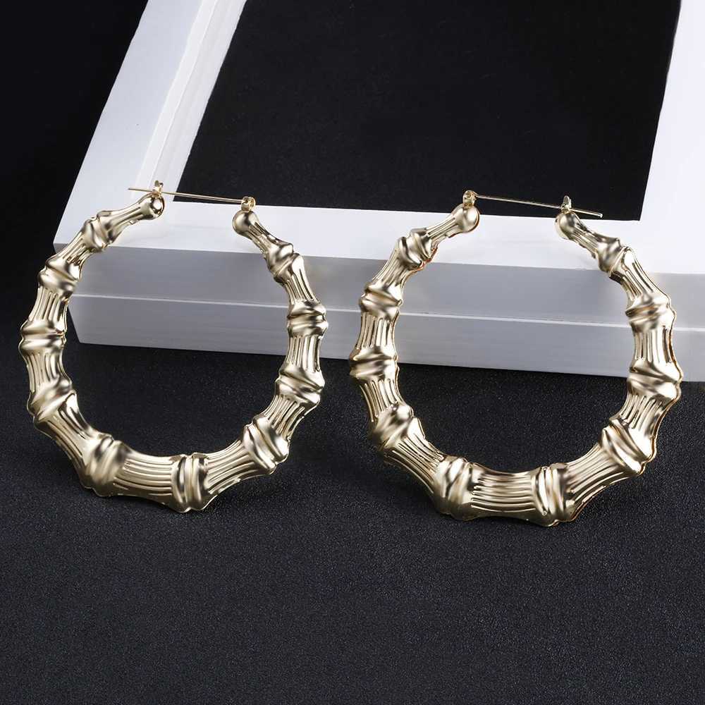 SoHot Trend Bamboo Hoop Earrings for Women Female Gold Silver Color Classic Jewelry XJ250814