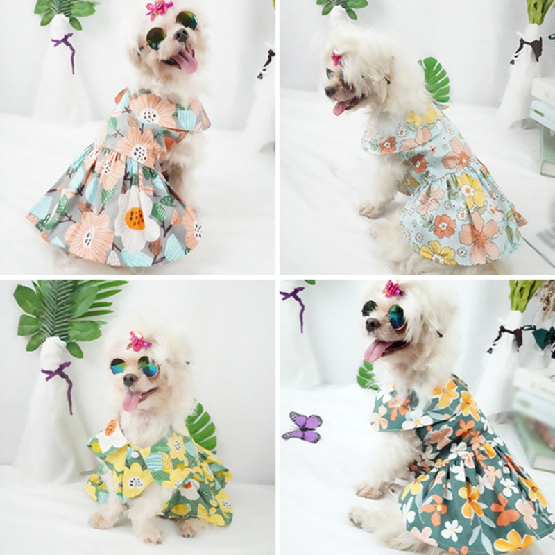 Summer Printed Pet Dog Cotton Dress Princess Skirts Pet Dress For Small Medium Dogs Skirt Dog Wedding Dresses York Clothes