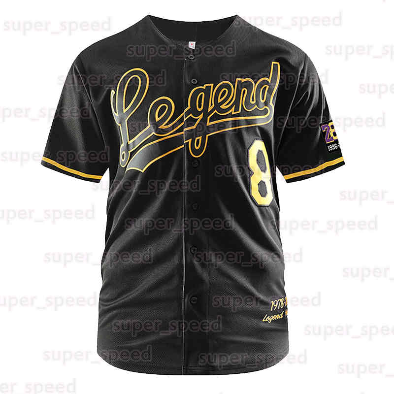Men Legends Gold Black Baseball Jersey Stitched Front 8 and Back 24 Jerseys Bryant Button Down Short Sleeves Shirts Sports Uniform