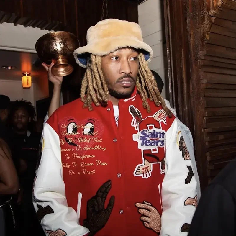 High density letter embedding bump filled star cotton clothing winter trendy mens clothing 240909