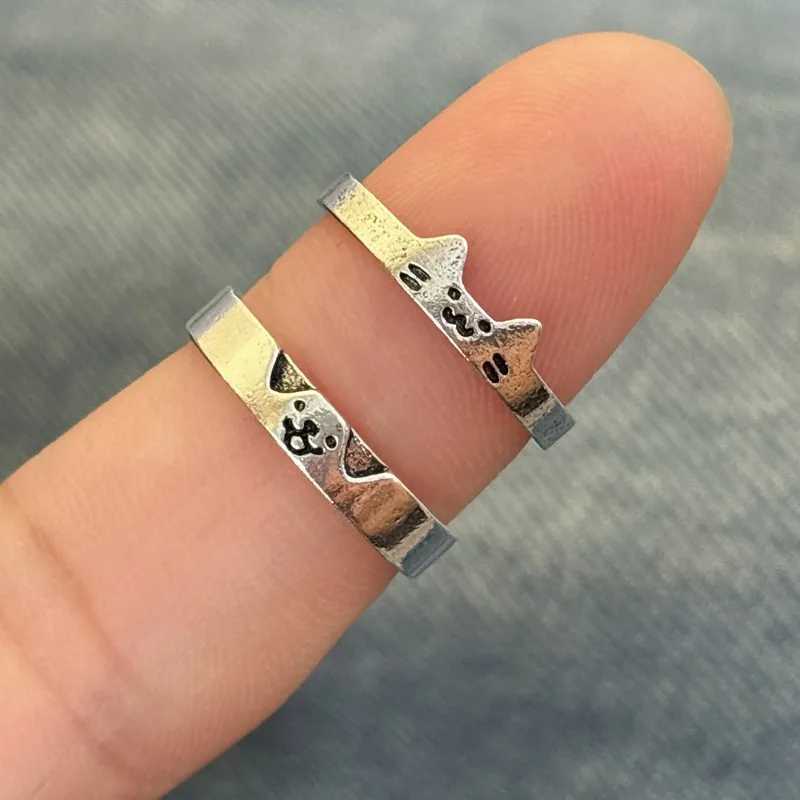 2pcs Cute Cat Dog Animal Couple Ring for Women Men 2024 New Fashion Statement Lover Rings Valentines Day Party Jewelry Gifts W250207