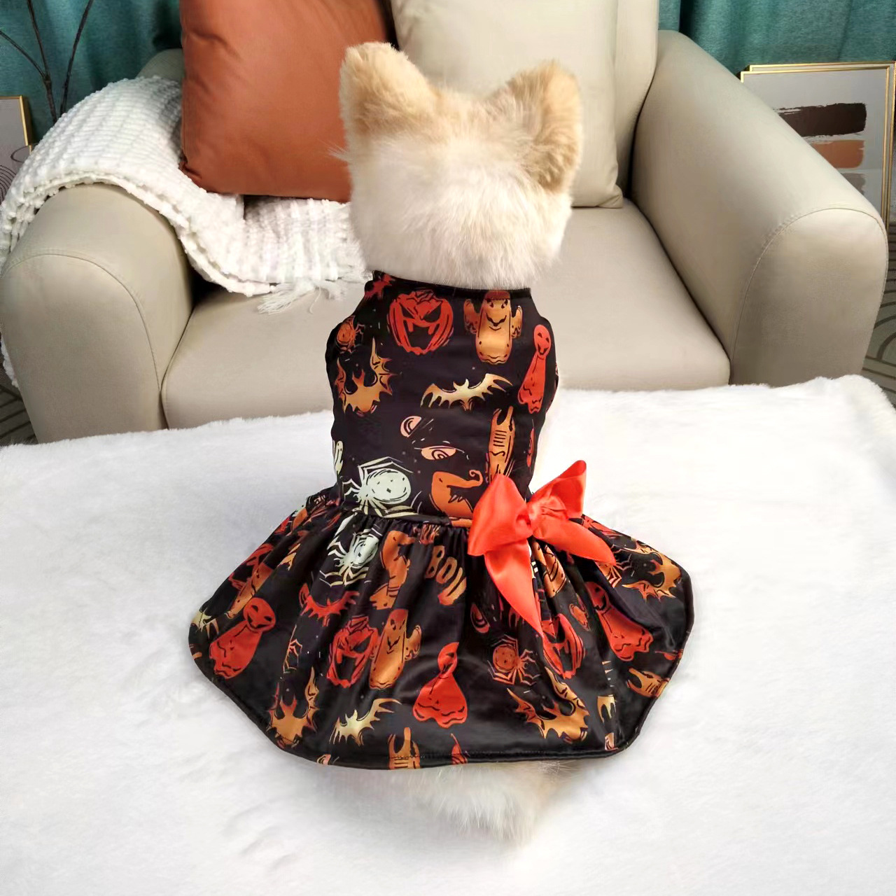 New Luxury Pet Dog Dress Halloween Pet Dog Clothes Scary Pumpkin Pet Dog Clothes