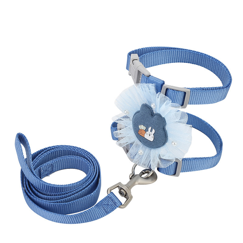 Adjustable Pet Collar and Leash Set,Imitation Nylon Lace Cat Harness Leash I-shaped Anti-breakaway Cat Leash for Dogs and Cats