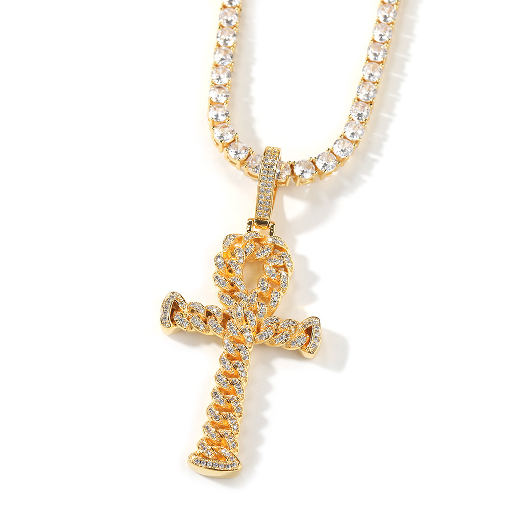 Pendant Necklaces Men Women Hip Hop Lover Heart Cross Pendant Necklace 5A Zircon White Gold Plated Jewelry