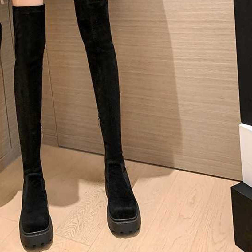 Thick Soled Knee Length Fashion Boots For Women With Thin Boots The Legs Large Circumference Thick Legs And Thick Mm High Boots 240826