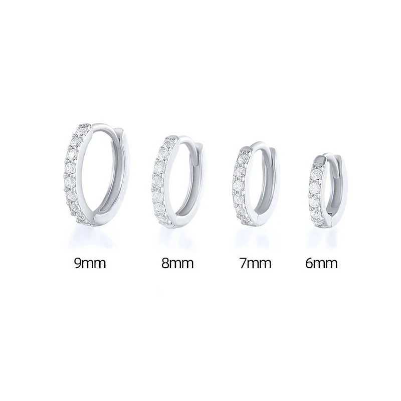 Silver Color Simple Fashion Hoop Crystal Zirconia Small Huggie Thin Cartilage Earring for Women Ear Piercing Jewelry GiftX240912