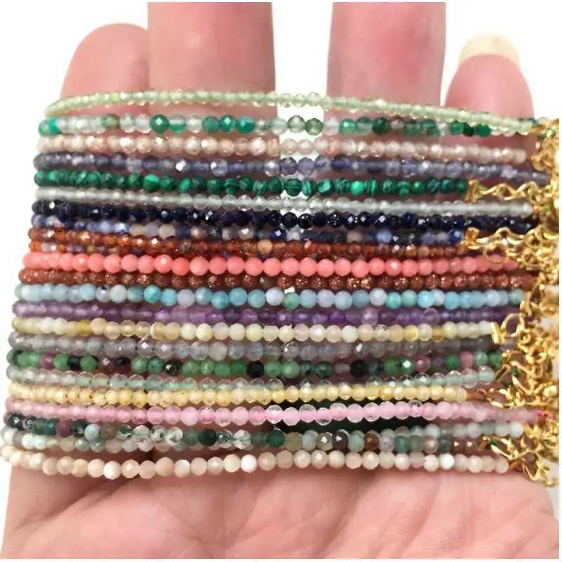 Natural Stone Necklace bracelet Spinel/Lapis Lazul/ite/Amethy/Tourmaline/Amethyst Ketting 2-3mm Cut the beads NecklaceX240912