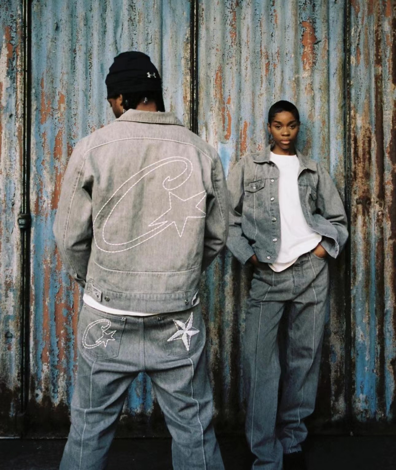 Men's Hoodies Designer & SweatshirtsTwo Piece Set Embroidered Baggy Jeans Hip Hop Denim Suit High Street Jacket Loose Straight Streewear