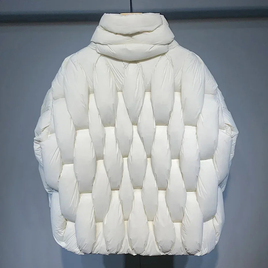 Mens Thick Parkas Jackets Women Square Weave High Collar Warm Jacket Casual Oversized Warm Puffer Bubble Coat 240911