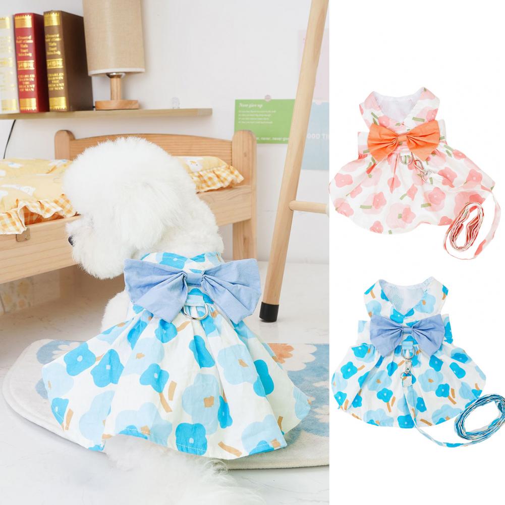 1 Set Lovely Pet Skirt Fashion Print Dress Up Easy to Clean Summer Dog Skirt Pet Clothes Puppy Costume