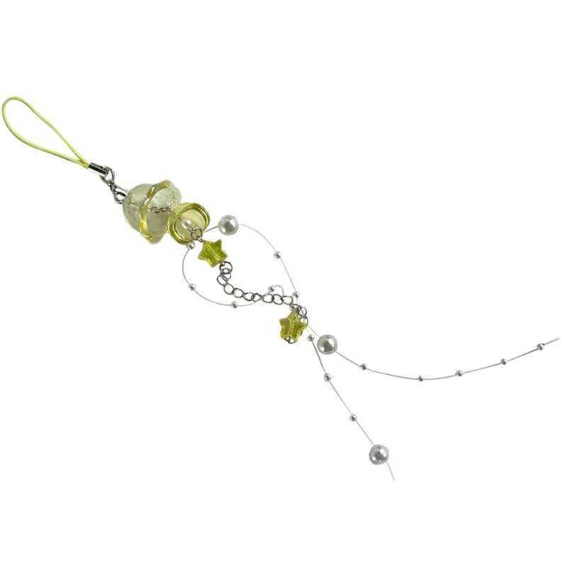 652F Y2K Jellyfish Phone Charm Keychain Crystal Star Pearl Phone Chain Unique Edge Phone Hanging Rope W240911