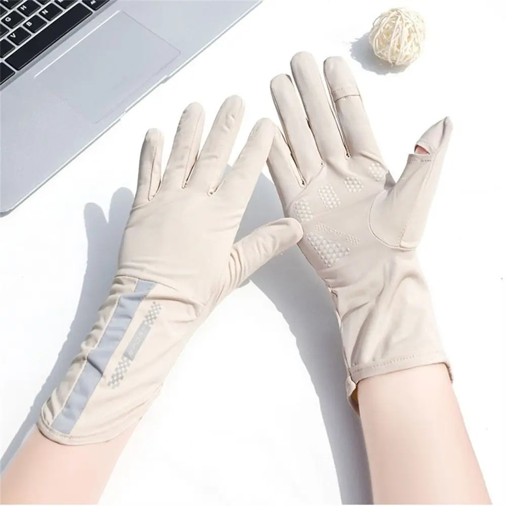 1Pair Sunscreen Gloves Thin Midlong AntiUV Mittens Ice Silk Elastic Cycling Driving Summer Spring Sun Protection 240906