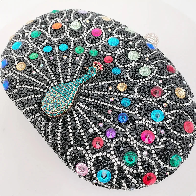 Peacock Pattern Handbag Diamond Womens Evening Bag Fashion y Clutch and Wallet Shoulder 240910