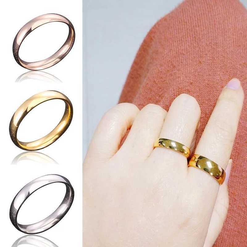4mm high-quality stainless steel wholesale simple ring fashion silver ring mens exclusive couple wedding ring W240912