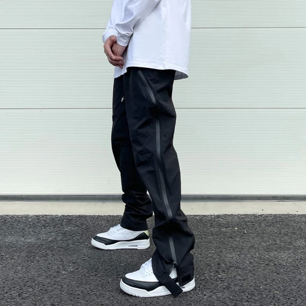 Street Vibe functional tapered pants with adhesive pressure side zipper nylon Trouser bag casual thin tactical pants 240912