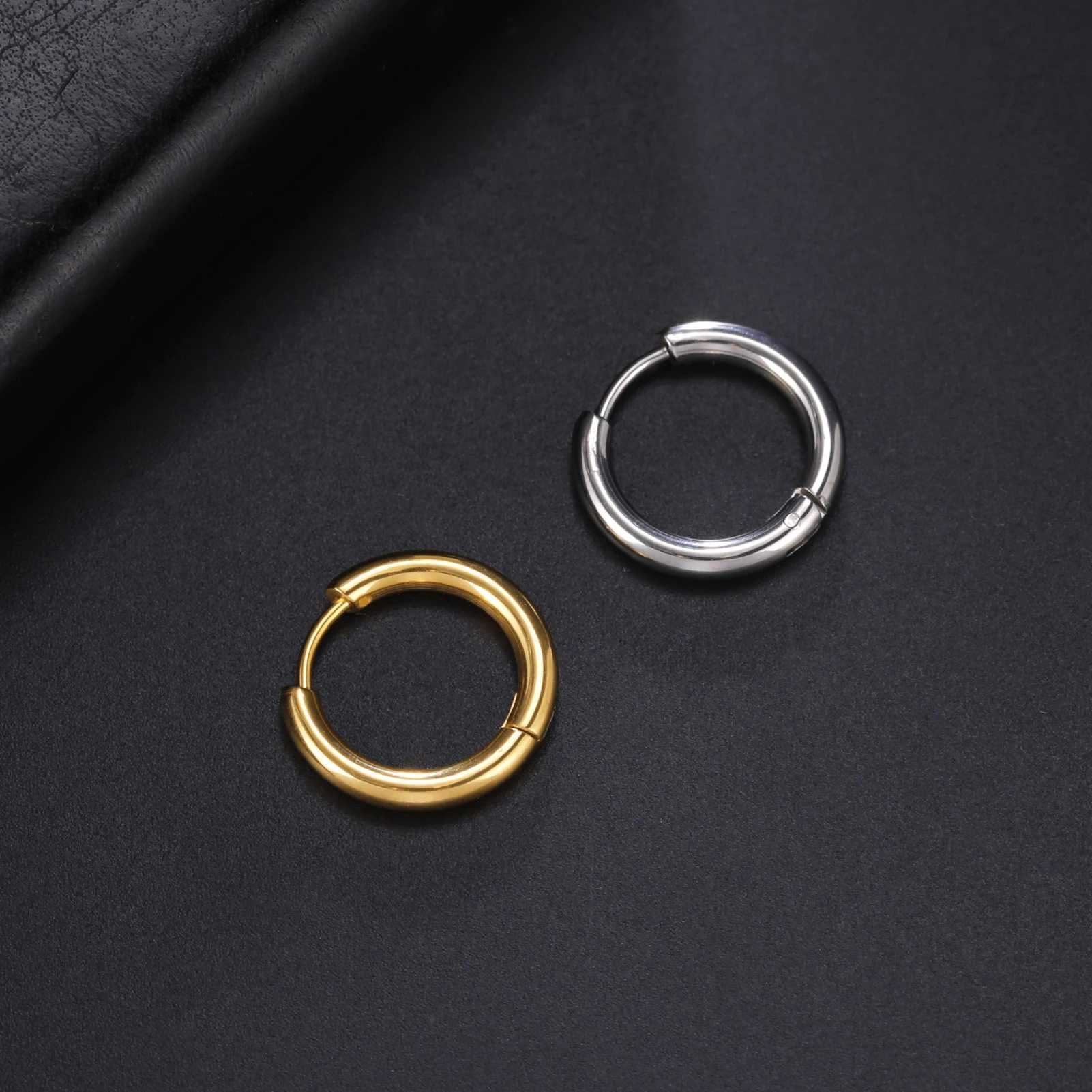 Skyrim 1pair Small Circle Round Hoop Earrings for Women Men Stainless Steel Fashion Minimalist Gold Color Earrings Jewelry GiftX240912